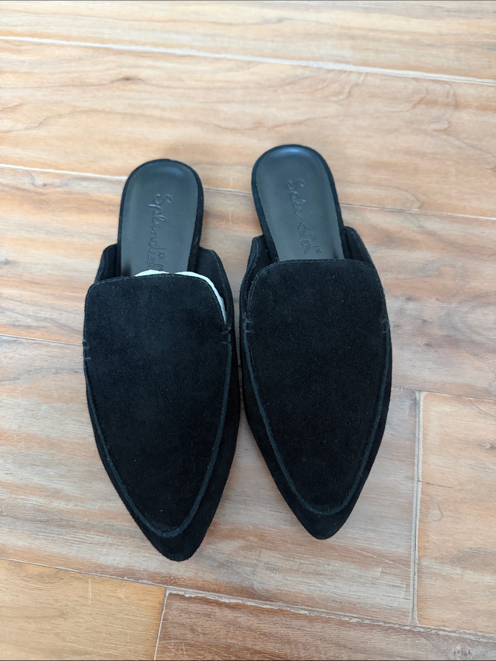 Splendid Black Textured Suede Pointed Toe Flats Size 6 NWOT